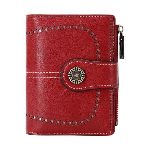 Esquirla Small Wallet Multifunctional Foldable Short Wallet for Street Shopping Women dark red