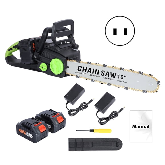 Trayknick 16 Inch Cordless Chainsaw, Brushless Motor Electric Chainsaw, Battery Powered Chainsaw with 2 x 4Ah Batteries, Auto-Lubrication Chain Saw for Tree Felling, Pruning, Logging and Firewood