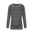 thumbnail image 4 of Timegard Womens Long Sleeve Tops Square Neck Ruched Button Side Blouse Comfy Casual Tunic Tops Tee, 4 of 5