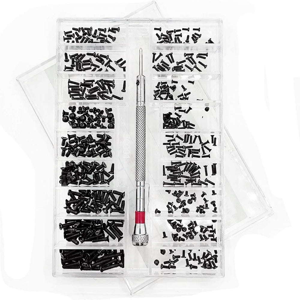 SNNROO 500pcs Micro Tiny Repair Screw Kit 18 Size Nickel Plating Tiny With ScrewdriverEyeglass Screws Sunglass Spectacles Watch Repair Replace Micro Parts Assortment kit