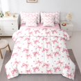 thumbnail image 1 of Erosebridal Princess Bowknot Bedding Sets Full Size, Pink Ribbon Comforter Sets with Sheets, Cartoon Theme Decor, Reversible 7pcs, 1 of 1
