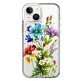 thumbnail image 1 of MUNDAZE Apple iPhone 14 Plus Violet Jaune Rouge Fleurs de Printemps Florales Antichoc Hybride Transparent Étui de Protection, 1 of 6