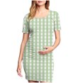 thumbnail image 2 of Ovzne Robes Grande Taille pour Femmes Courbes Robe d'Été Femme Jupe de Maternité Plissée Imprimée à Manches Courtes Col Rond Mi-Mollet Robe Maxi Grande Taille Manches Courtes Imprimée, 2 of 7