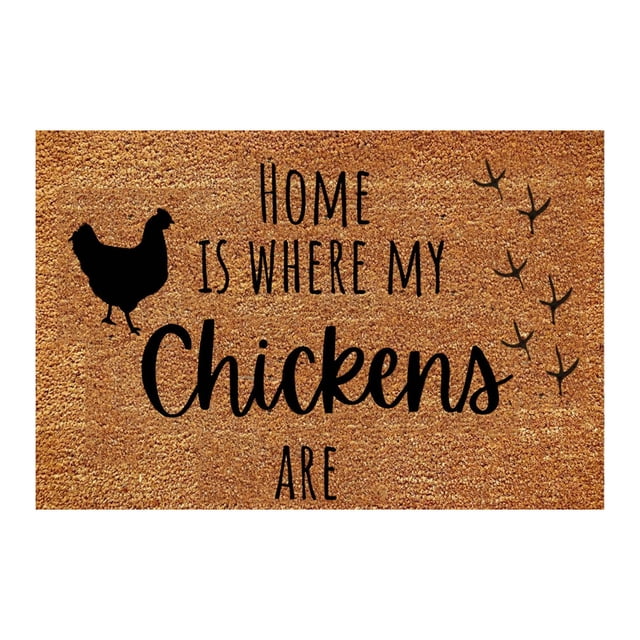 Doormat Outdoor Weather Mat for Entryway Spring Rug Outdoor Welcome Doormat Home Decorations Rugs for Front Door Entry Indoor Outdoor Decor, 16x24 Inch HOME IS WHERE MY Chicken ARE