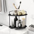 thumbnail image 3 of Taotanxi 2 Tier Metal Bathroom Counter Organizer, Corner Makeup Organizer, Countertop Shelf for Small Space (Black), 3 of 6