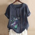 thumbnail image 5 of Birdeem Womens Summer Casual Round Neck Short Sleeve Printing Loose Shirt Tops, 5 of 5