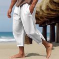 thumbnail image 1 of Mens Pants Mens Casual Solid Cropped Pants Drawstring Waist Side Zipper Athletic Gym With Pocket, 1 of 1