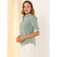 thumbnail image 4 of INSPIRE CHIC Chemise à Col à Revers pour Femme, Boutonnée, Manches Longues Retroussables, 4 of 6