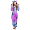 thumbnail image 3 of MKOSPLRT Girls Fleece Zip Up Jumpsuits Kids Hooded Rompers Fuzzy Onesie Warm Cute Strars Gradient Sleepwear Winter Clothes 5-15 Years, 3 of 7