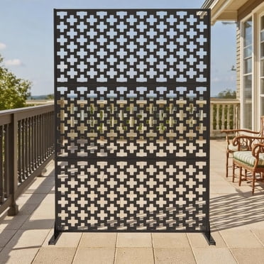 Écran d'Intimité en Métal, Panneaux d'Écran d'Intimité Décoratifs Autoportants 72 Pouces H x 44 Pouces L, Cloisons Portatives d'Extérieur avec Support, pour Extérieur/patio/balcon/terrasse/jardin/intérieur