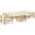 thumbnail image 1 of vidaXL 7 Piece Garden Lounge Set with Cream White Cushions Bamboo, 1 of 5