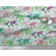 thumbnail image 3 of Soimoi Green Rayon Fabric Stamp & World Map Print Fabric by the Yard 56 Inch Wide, 3 of 5