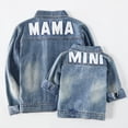 thumbnail image 1 of PatPat Light Blue Lapel Button Down Long-sleeve Distressed Denim Jacket for Women/Girls,One Piece, 1 of 7