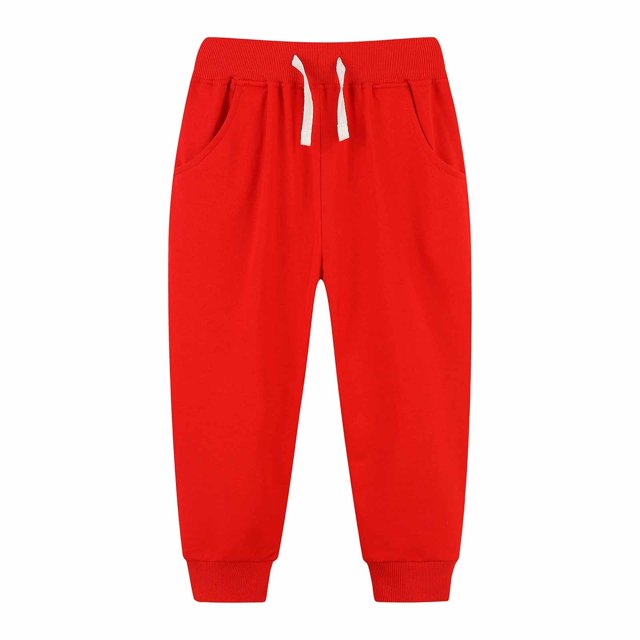 Kids' Solid Color Tracksuit Pants With Bunched Feet Mid Sized Hoodie Pants