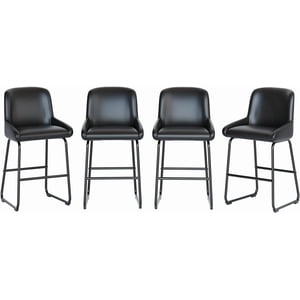 Bar Ensemble de tabourets 4 PU Tabourets en cuir avec dossier et repose-pieds 26.5in Siège sans bras pour Kitchen Island Black