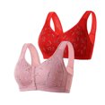 thumbnail image 1 of AherBiu 2pc Plus Size Bras for Women High Support Wireless Floral Bralettes Lift up Front Closure Button Everyday Bra, 1 of 7