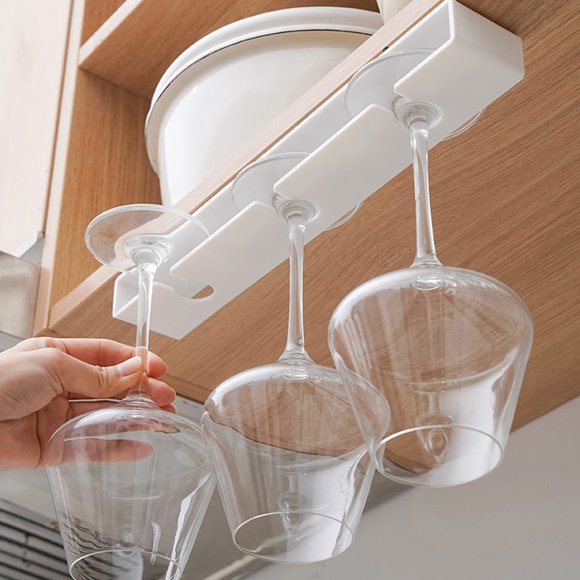 YAOMOBB Wine Glass Holder Self adhesive Goblet Storage Holder Space saving Non slip Upside Down Organization for Wine Glasses