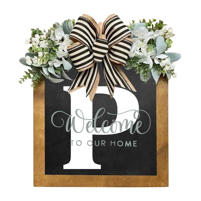 RXIRUCGD Last Name Year Round Front Door Wreath Decorative Hanging Plaques In Front Of The Door