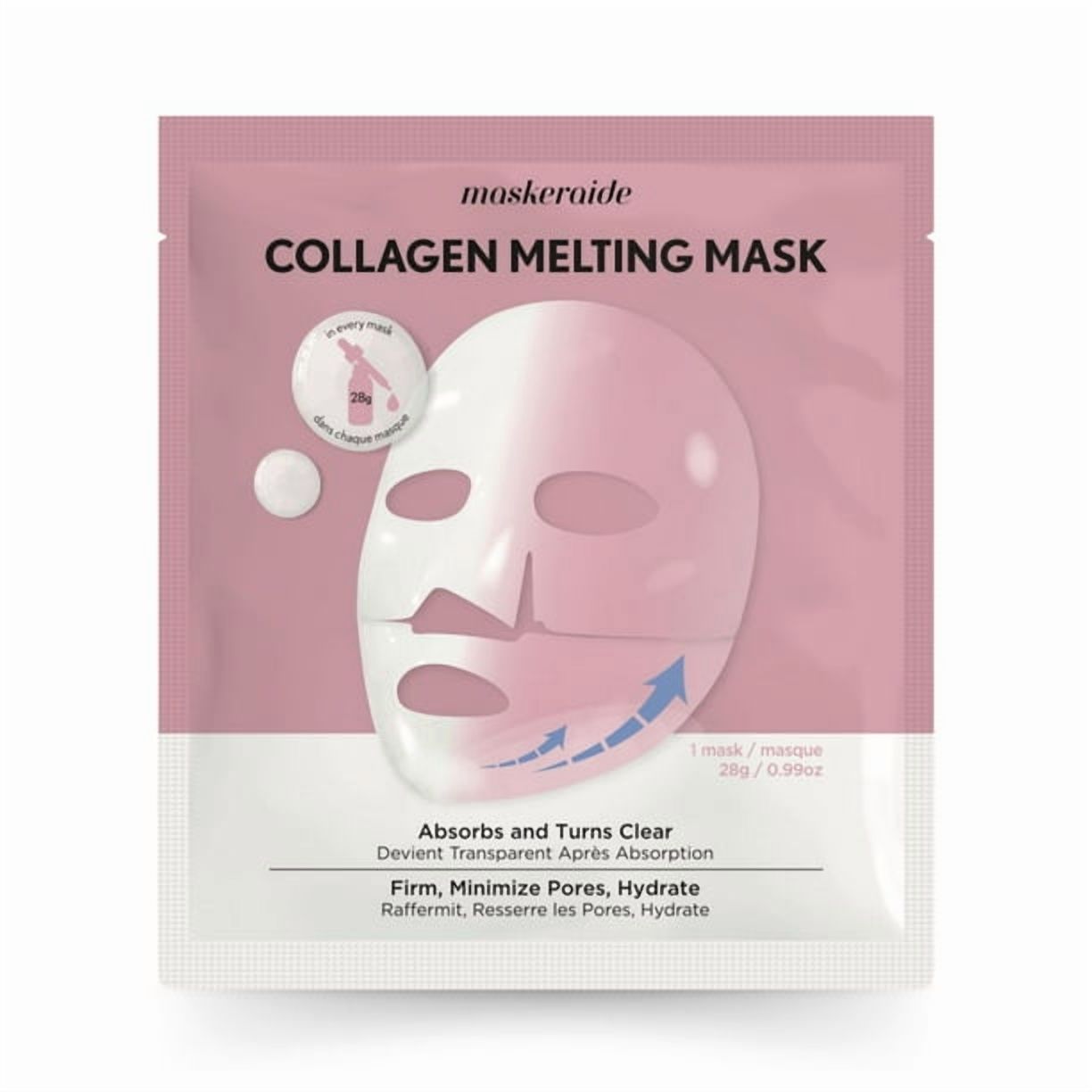 Maskeraide, Hydrating Hydrogel Mask, Firming, Soothing, Pore Minimizing Mask, Collagen Melting Mask, Collagen Hydrogel Mask