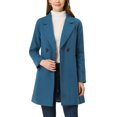 thumbnail image 1 of Allegra K Manteau Mi-Long à Manches Longues Raglan à Revers Croisé pour Femme m Bleu Foncé Gris, 1 of 6