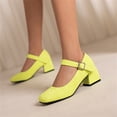 thumbnail image 2 of Kcodviy Chaussures en Cuir Unies pour Femmes Talons Hauts Boucle Bout Rond Talons Épais pour Femme Chaussures à Talons Hauts, 2 of 8