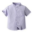 thumbnail image 3 of WEAIXIMIUNG Boys Tops 5T Spring Summer Boys Short Sleeved Shirt Solid Color Cardigan Children's Shirt, 3 of 3