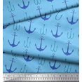 thumbnail image 2 of Soimoi Blue polyester Crepe Fabric Anchor Hook Nautical Printed Fabric 1 Yard 52 Inch Wide, 2 of 3