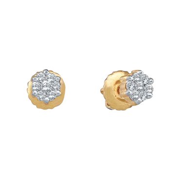 Boucles d'Oreilles Clous à Vis pour Femme en Or Jaune 10k avec Grappe de Fleurs en Diamant Rond 1/6 Cttw