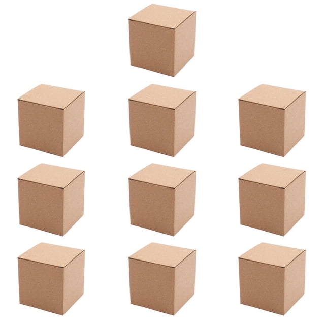MasteelfCA 10pcs Kraft Paper Packing Box Delicate Storage Case Gift Packaging Tote Bags Durable Express Package Box (8x8x8cm)