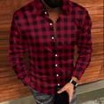 thumbnail image 3 of Timdgard Button down Shirts for Men Fall Plaid Lapel V Neck Long Sleeve Shirts Work Casual Tops, 3 of 8