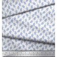 thumbnail image 3 of Soimoi Blue polyester Crepe Fabric Pecan Leaves Decor Fabric Printed Yard 52 Inch Wide, 3 of 3