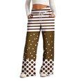 thumbnail image 2 of Pants for Women, Womens Fashionable Striped Printed Drawstring Wide Leg Pants, 2 of 5