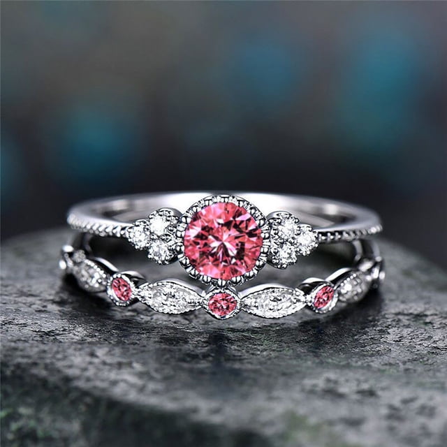 TopLLC Rings Women's Fashion Diamond Couple Jewelry 1 Pair Rings Set Size 6 Ring ring