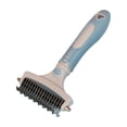 thumbnail image 2 of Pet Double-Sided Dematting Comb, Dog Undercoat Rake & Pet Deshedding Tool for Cat Grooming, Safe Edge Deshedding Comb with Ergonomic Handle for Mat Removal, Pet Grooming Comb for Long Short Hair, Blu, 2 of 6