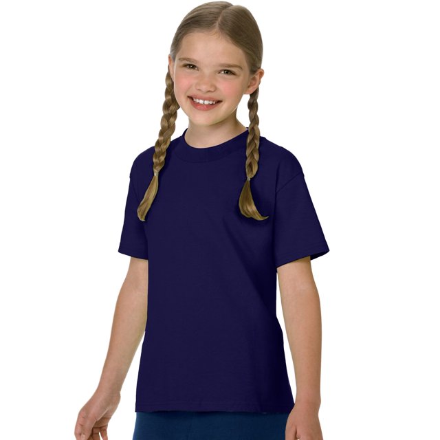 Hanes Authentic TAGLESS Kid`s Cotton T-Shirt, S, Deep Navy