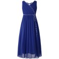 thumbnail image 4 of Miaeowve Robe de Demoiselle d'Honneur pour Fille Sans Manches en Mousseline Perlée, Robe de Demoiselle d'Honneur Junior, Robe de Fête de Mariage pour Filles, Bleu Royal 8, 4 of 7