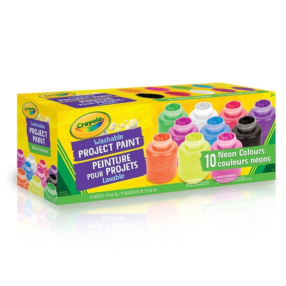 10 pots de peinture lavable - Couleurs néons