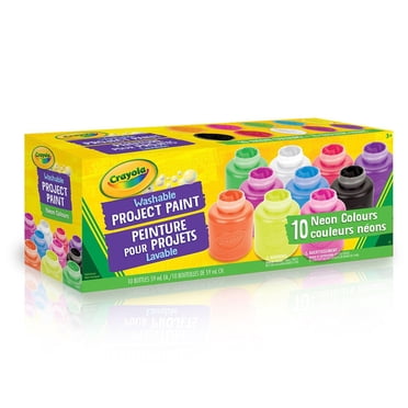 10 pots de peinture lavable - Couleurs néons