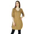 thumbnail image 1 of Phagun Kurta Indienne de Designer Décontractée pour Femmes Kurti Unie Brune Haut en Rayonne Tunique Robe, 1 of 8