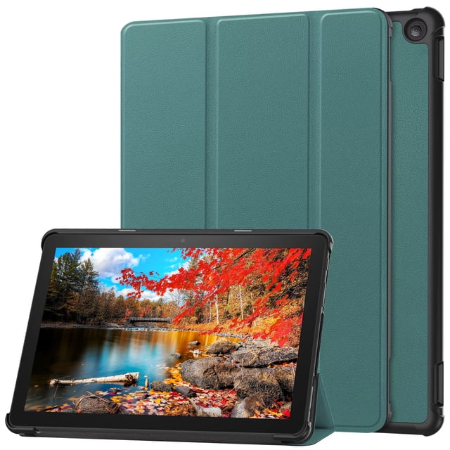 Étui en PU pour Amazon Fire HD 10 2023, Réveil/sommeil Automatique, Support Tri-Pli, Housse Intelligente pour Tablette pour Amazon Fire HD 10 2023 Release, Vert Foncé