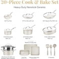 thumbnail image 2 of Gotham Steel Cream 20 Piece Nonstick Ceramic Cookware and Bakeware Set Stainless Steel Handle with Utensils Oven and Dishwasher Safe, 2 of 7