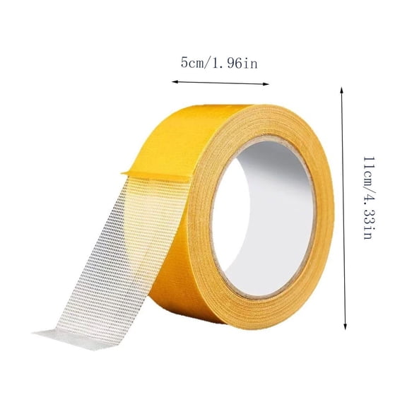 Ruban en Maille Double Face Robuste Adhésif Fort en Fibre de Verre Renforcé Ruban de Montage Imperméable Jaune LinerTwo Sided Ruban pour Tapis Tapis de Sol