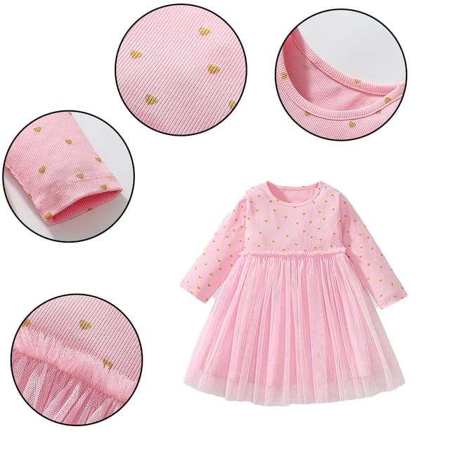 LYMAYTER Robe Décontractée pour Filles, Robe à Enfiler de Couleur Unie pour Tout-Petits, Printemps Automne, Jolies Robes de Princesse 2-7 Ans