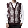 thumbnail image 4 of RKSTN Mens Sweater Vest Wool Blend Color Block Fashionable Sleeveless V Neck Button Up Cardigan Knit Sweater Minimalist Cardigan Spring Fall Versatile Coat Outfits, 4 of 8