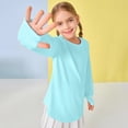 thumbnail image 4 of Girls Fall Shirts & Blouses Children Long Sleeve Crew Neck Loose Solid Color Light Blue Going Out Fall Tops for 13-14 Years, 4 of 8