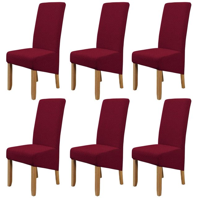Large Size High Back Thicker Plush Dining Chair Covers Set of 6, Elastic Kitchen Chair Slipcovers Removable Nonslip for Hotel Dining Room Ceremony Banquet Wedding Party