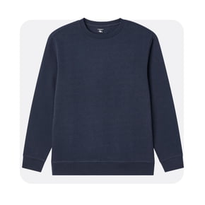 A navy blue crew neck sweatshirt with long sleeves, displayed on a light gray background. The sweatshirt has a simple, classic design with ribbed cuffs and hem.
