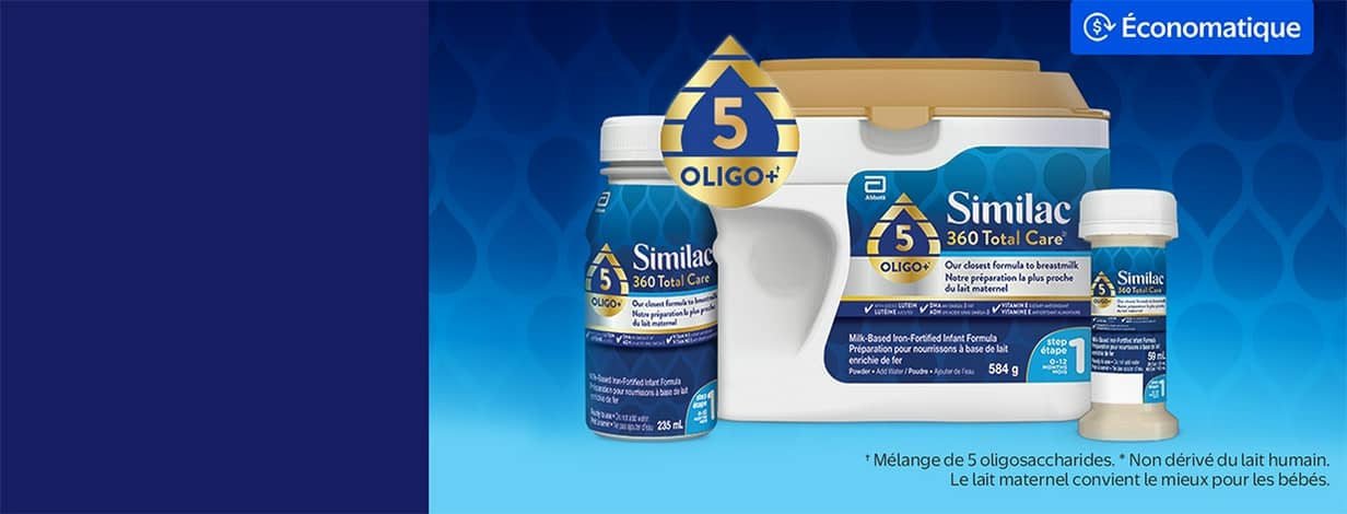 † Mélange de 5 oligosaccharides. * Non dérivé du lait humain. Le lait maternel convient le mieux pour les bébés.