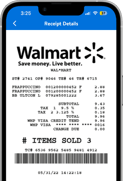 Walmart receipt