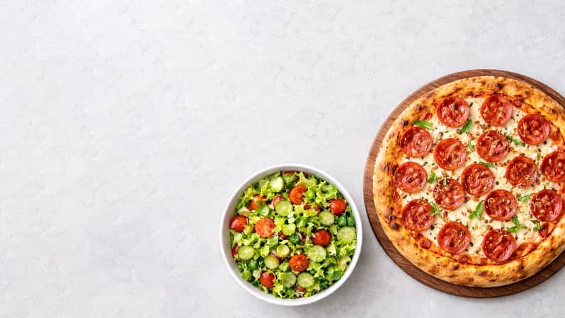 Frozen pizza & fresh sides